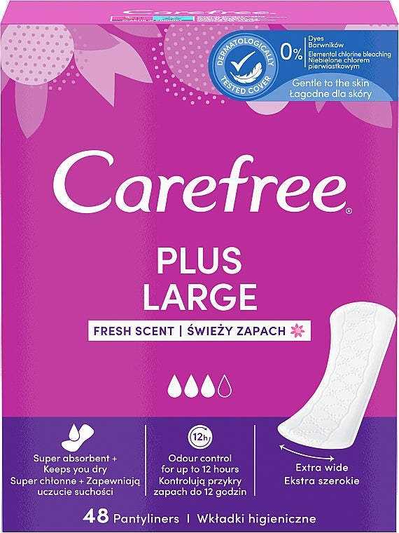 CAREFREE PLUS LARGE 48 PCS FRESH SCENT