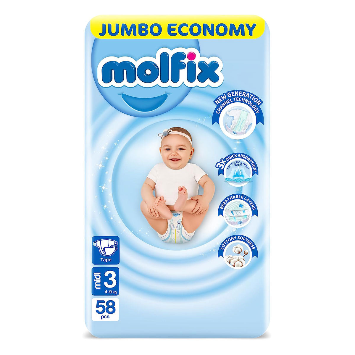MOLFIX DIAPERS SIZE (3) 58 PCS