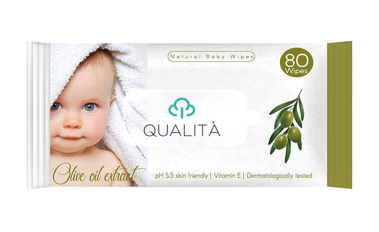 QUALITA OLIVE OIL BABY WIPES 80 PCS