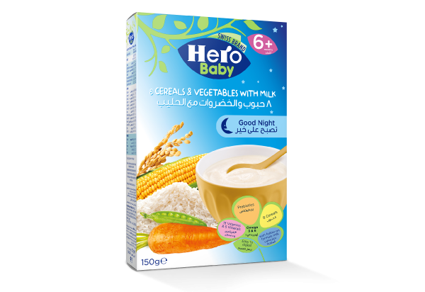 HERO 8 CEREALS & VEG WITH MILK 150 G