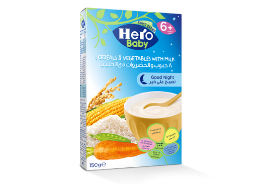 HERO 8 CEREALS & VEG WITH MILK 150 G